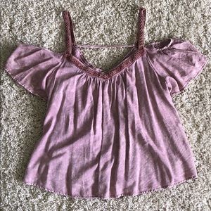 Pink cold shoulder tank top